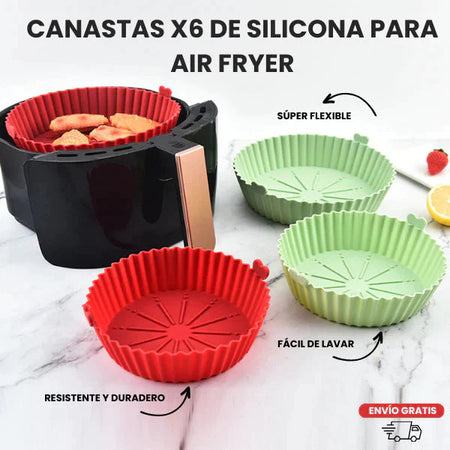 PACK DE 6 CANASTAS DE SILICONA PARA AIR FRYER + ENVÍO GRATIS